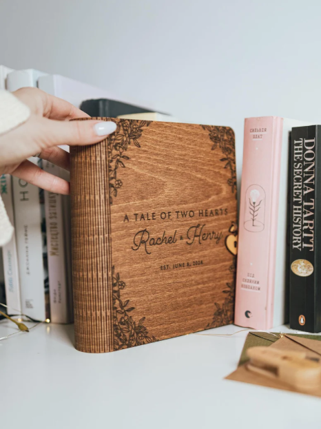 Memory Book for Couples Wood, Keepsake Chest, Personalized gifts, 5th Anniversary Gift, Engagement Wedding Gift