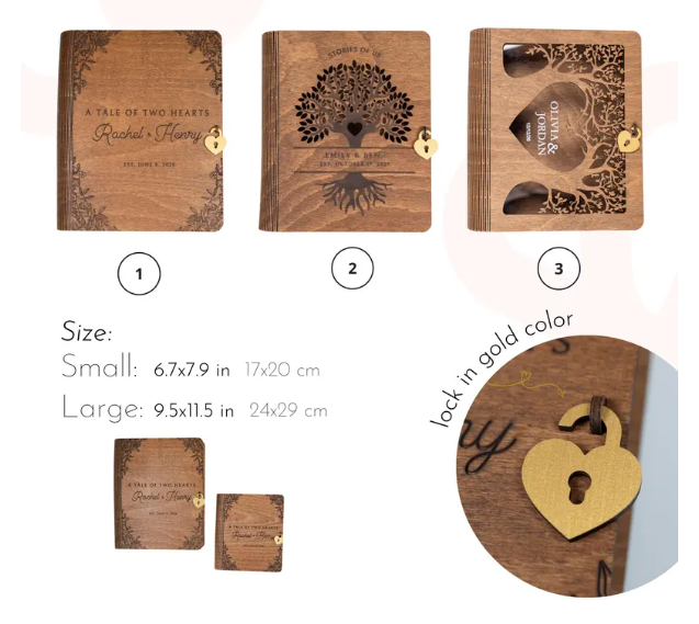 Memory Book for Couples Wood, Keepsake Chest, Personalized gifts, 5th Anniversary Gift, Engagement Wedding Gift