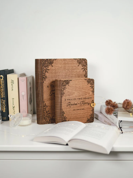 Memory Book for Couples Wood, Keepsake Chest, Personalized gifts, 5th Anniversary Gift, Engagement Wedding Gift