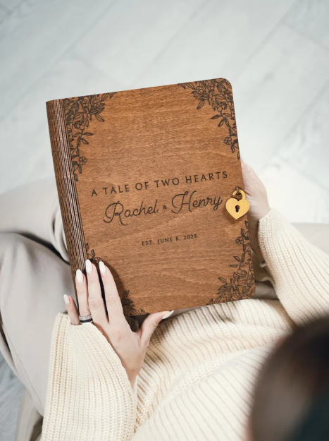 Memory Book for Couples Wood, Keepsake Chest, Personalized gifts, 5th Anniversary Gift, Engagement Wedding Gift